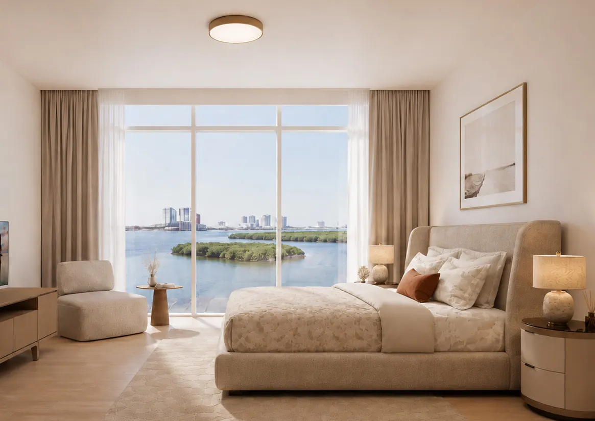 Bedroom facing the water